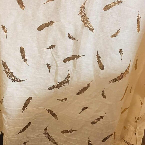 New Handmade Gold Feather Scarf, 190×68cm NWT - Picture 6 of 9